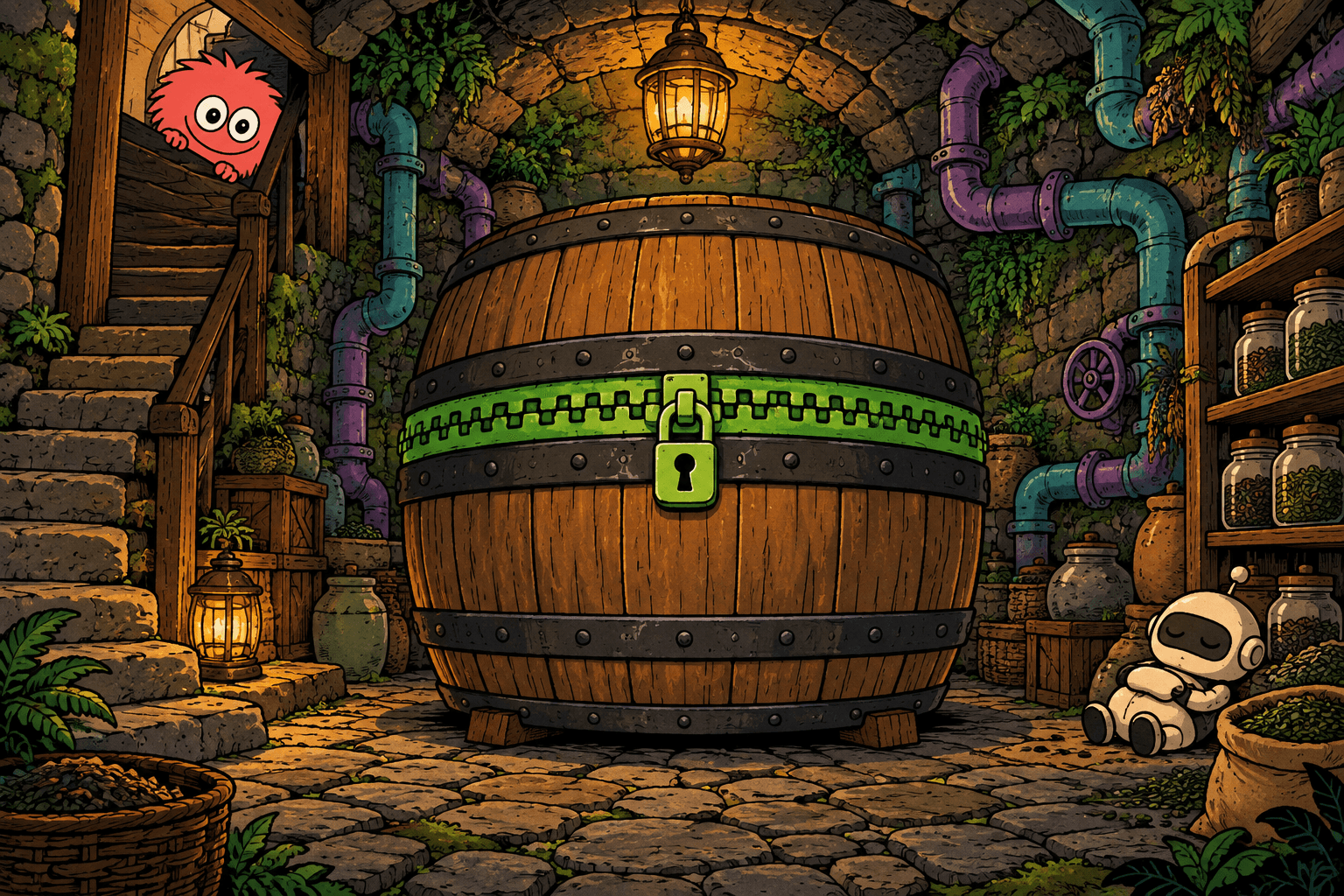 A wooden keg zipped in the Doorstep’s warm stone cellar